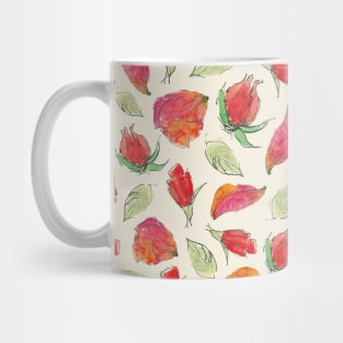 Beautiful Rose Buds and Leaves Pattern Mug